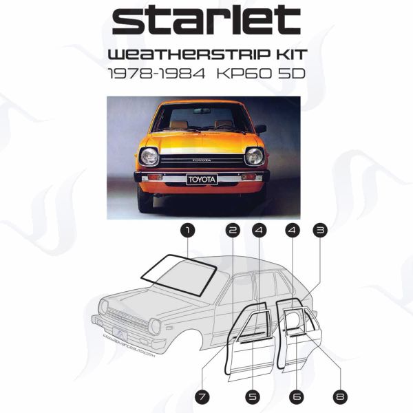Toyota Starlet KP60 KP61 5D 1978-1984 weatherstrip Kit set 